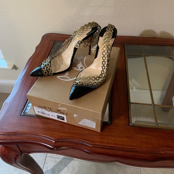 Christian Louboutin Shoes - Christian louboutin malaika black gold heels 8.5